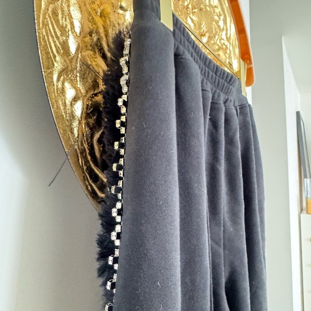 Area Wide Leg Crystal Trackpant pants embellished sz S